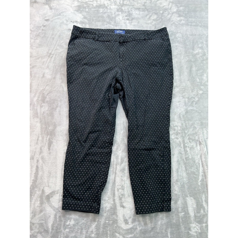 Old Navy Pixie Pants  Womens Plus Sz 18 Reg Black White Crop Stretch Mid Rise